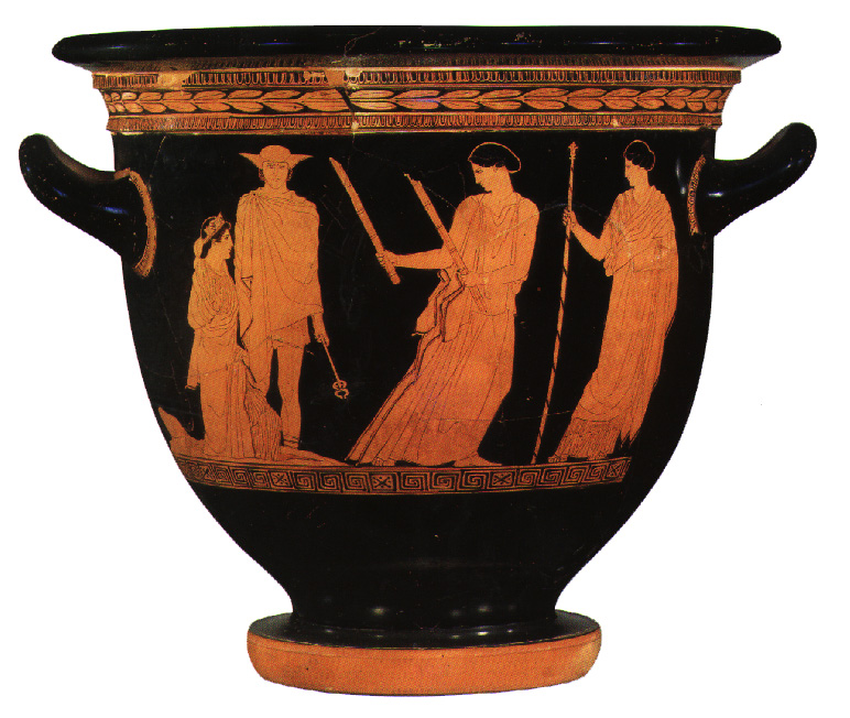 The Return of Persephone (Attic Red Figure Vase, Greek Classical Period)
