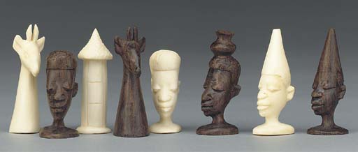 Ebony and Ivory Chess Set--East Africa (early 2oth century)