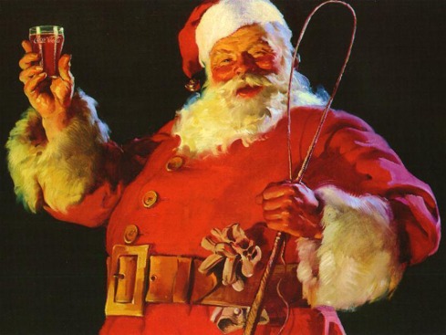Santa, with horsewhip toasting a multi-billion dollar corporation...